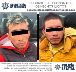 Secretaría de seguridad aprehende a dos posibles responsables de robo