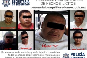 Aprehenden secretaría de seguridad y FGJEM a siete personas probablemente implicadas en asalto a Bansefi y homicidio de un policía municipal