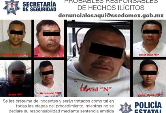 Aprehenden secretaría de seguridad y FGJEM a siete personas probablemente implicadas en asalto a Bansefi y homicidio de un policía municipal