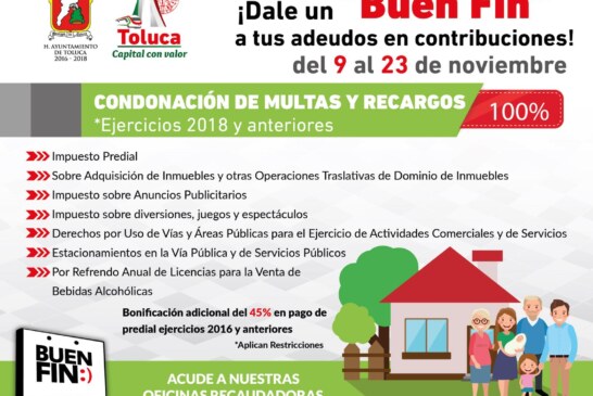 Se suma Toluca al “Buen Fin” con grandes descuentos para los contribuyentes 