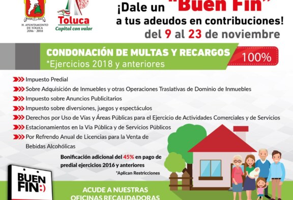 Se suma Toluca al “Buen Fin” con grandes descuentos para los contribuyentes 