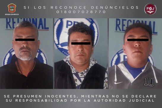 Detiene FGJEM a tres probables extorsionadores