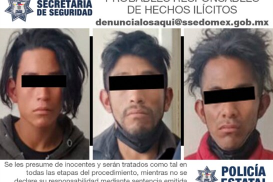 Detienen a tres probables implicados en el robo de vehículo con violencia