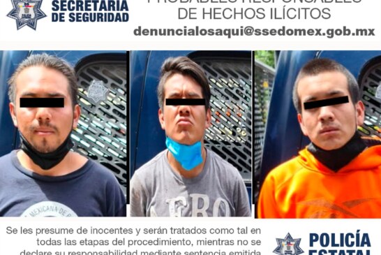 Elementos de la secretaría de seguridad detienen a tres probables responsables del delito de extorsión a comerciante