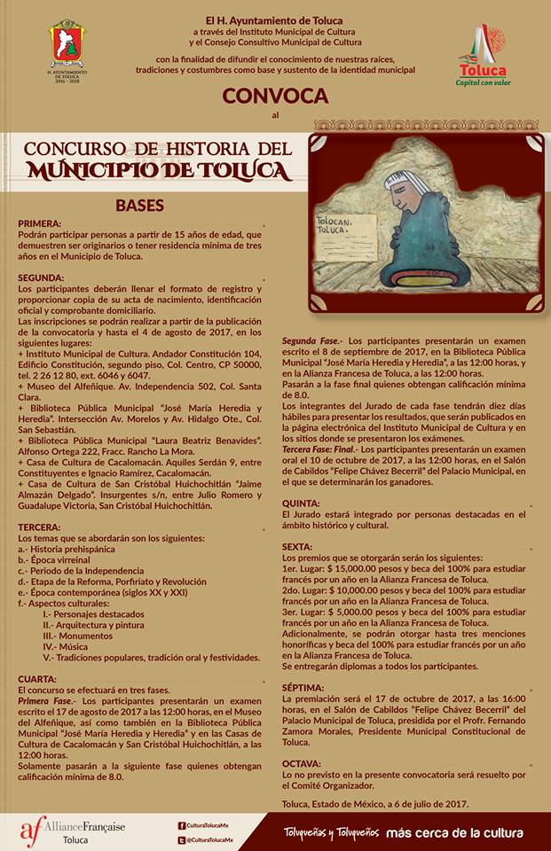 Invitan al Concurso de Historia del Municipio de Toluca