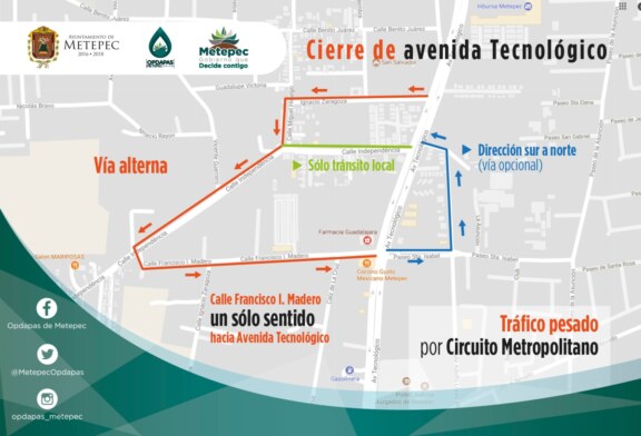 Informan de cierre en avenida tecnológico