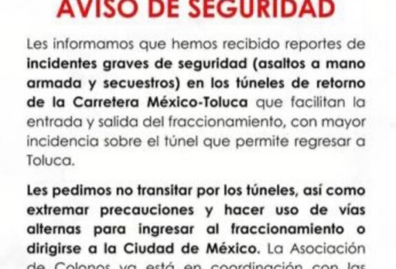 Asaltos a mano armada e intentos de secuestró, son denunciados sobre la México-Toluca