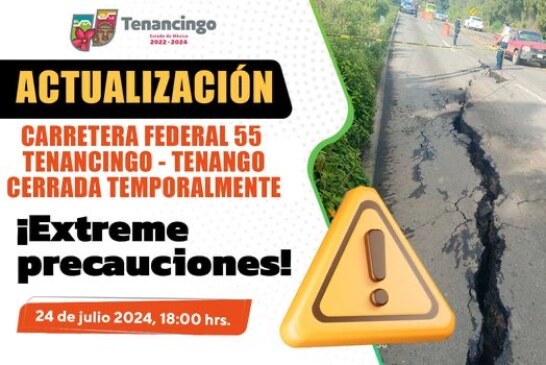 Cerrada la Tenango-Tenancingo por riesgo de deslave