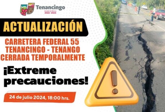 Cerrada la Tenango-Tenancingo por riesgo de deslave