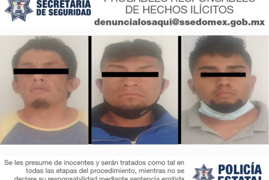 Detienen a tres presuntos responsables de robo con violencia a transporte de carga