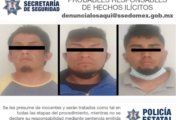 Detienen a tres presuntos responsables de robo con violencia a transporte de carga