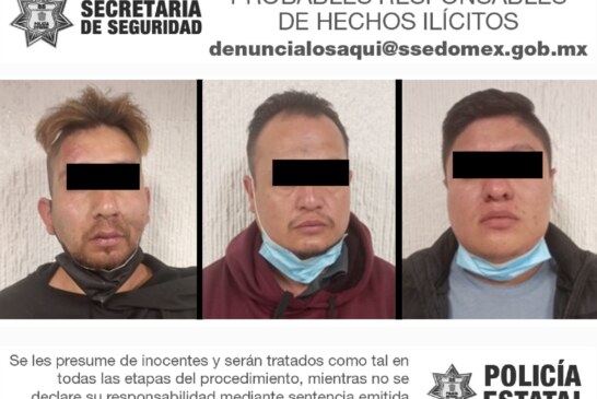 La policía mexiquense se tardó solo 136 atracos para detener a un trio de delincuentes.