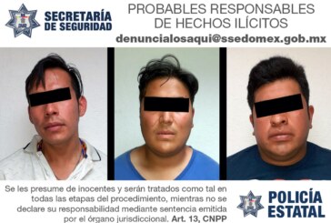 Detienen a tres hombres probables implicados en el robo de vehículos