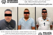 Detienen en flagrancia a tres posibles responsables del delito de robo con violencia